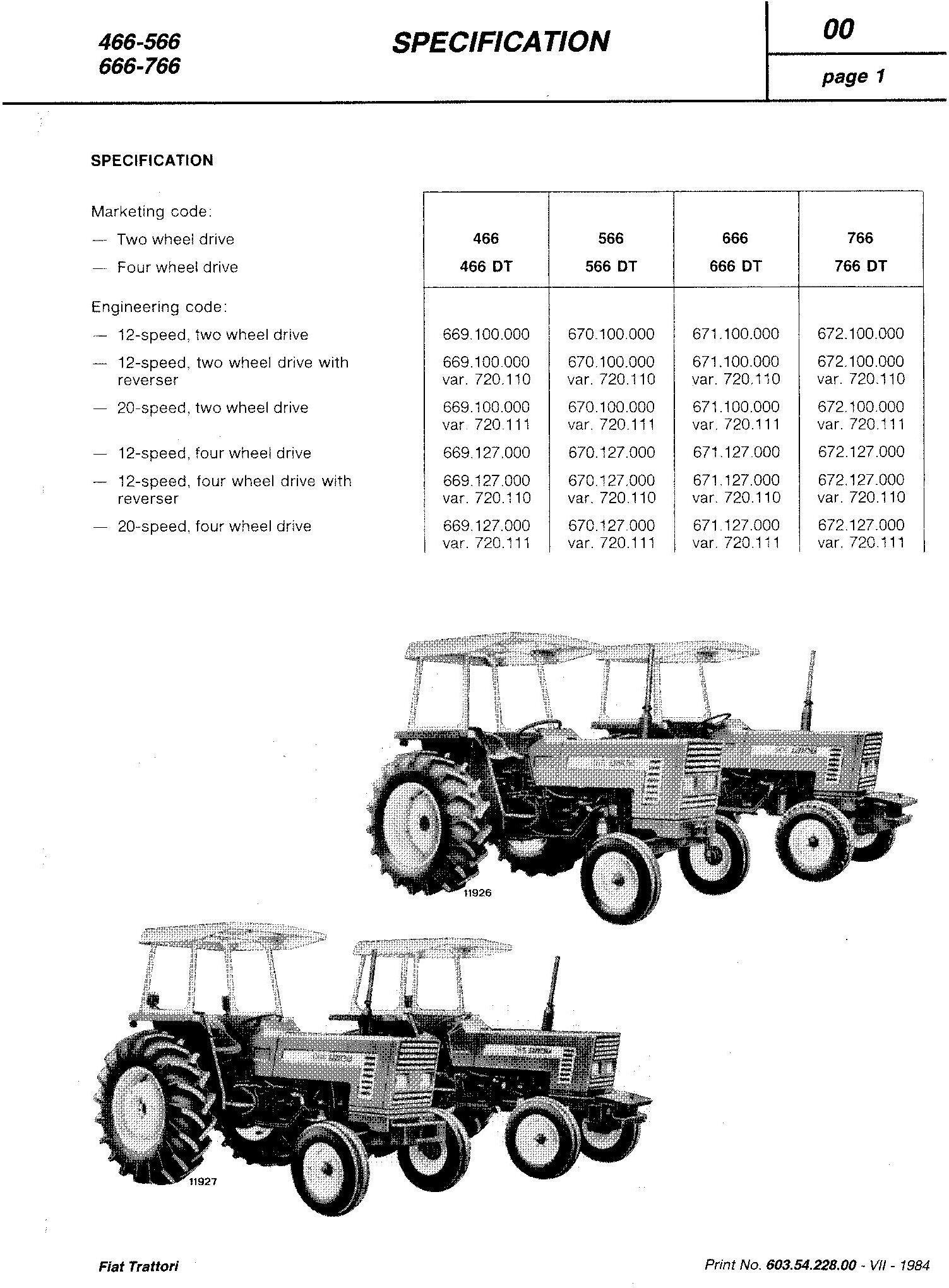 Fiat 466, 466DT, 566, 566DT, 666, 666DT, 766, 766DT Tractor Service Manual (6035422800) - 1