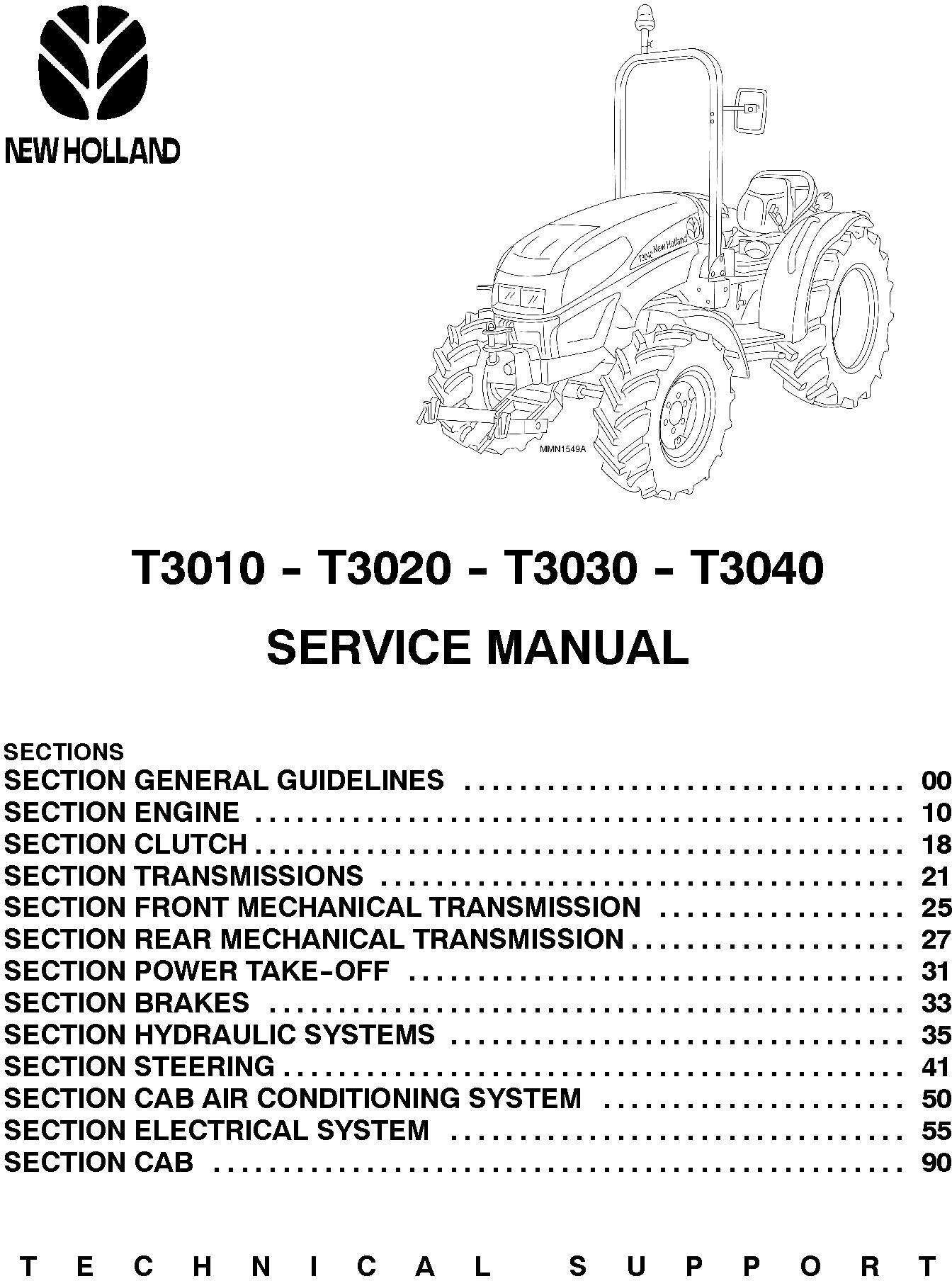 New Holland T3010, T3020, T3030, T3040 Agricultural Tractors Service Manual - 1