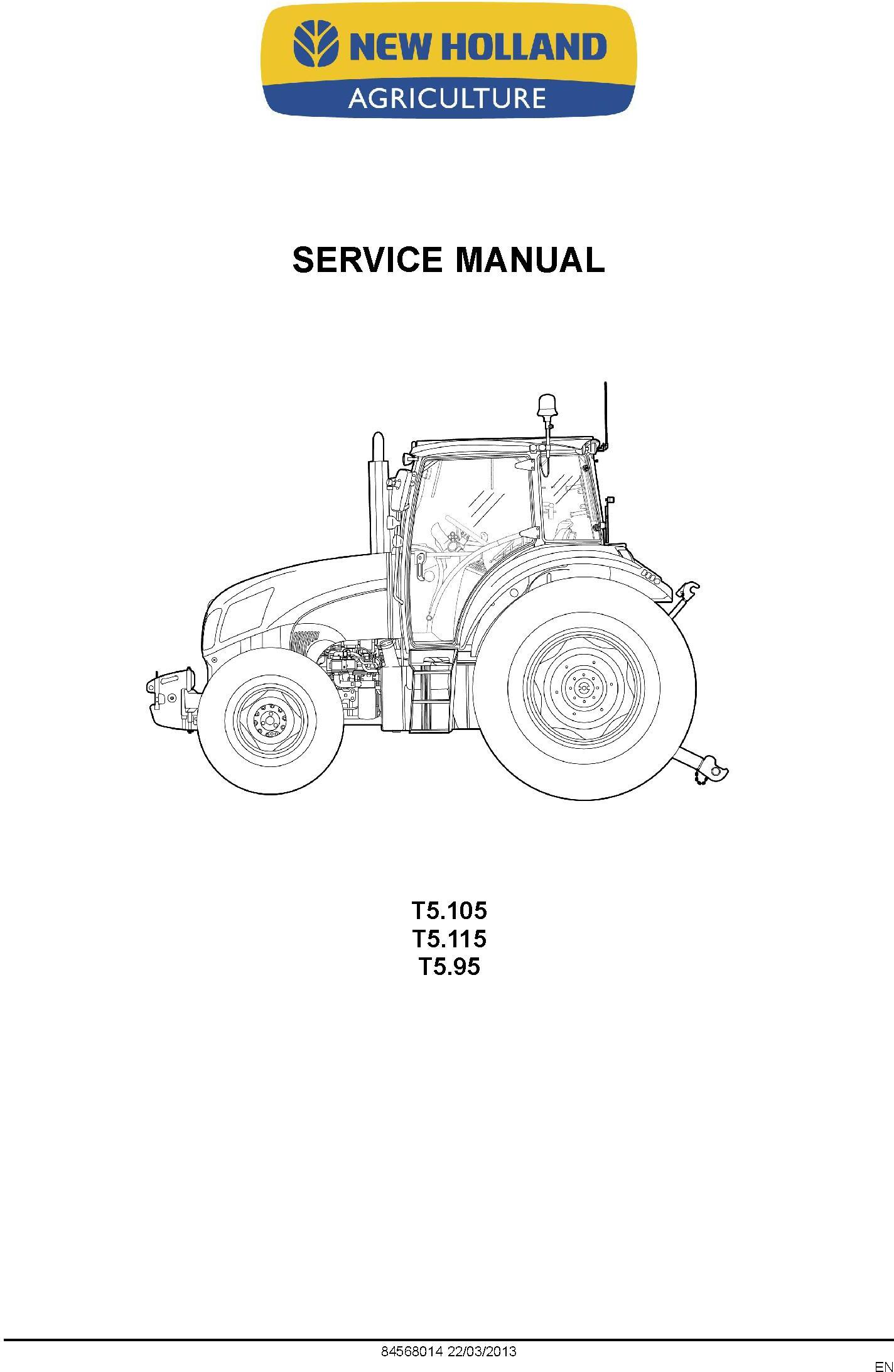 New Holland T5.95, T5.105, T5.115 Tractor Complete Service Manual - 1