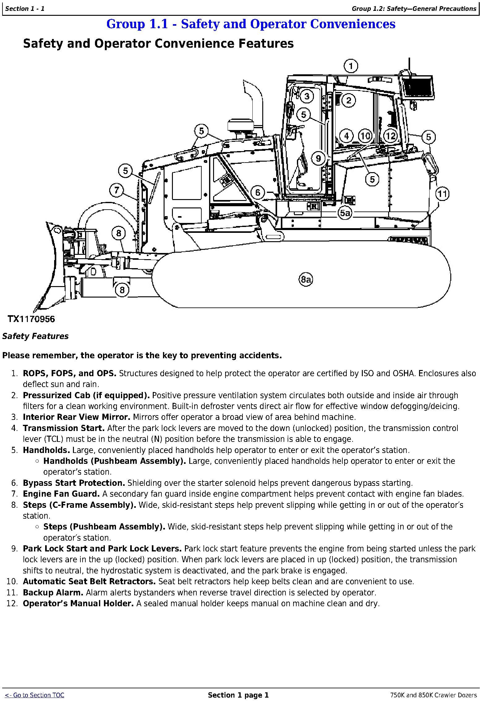 OMT355293X19 - John Deere 750K (SN. F271593-), 850K (SN. F271510-) Crawler Dozers Operator's Manual - 1