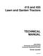 John Deere 415 and 455 Lawn and Garden Tractors Technical Manual (TM1836) 0