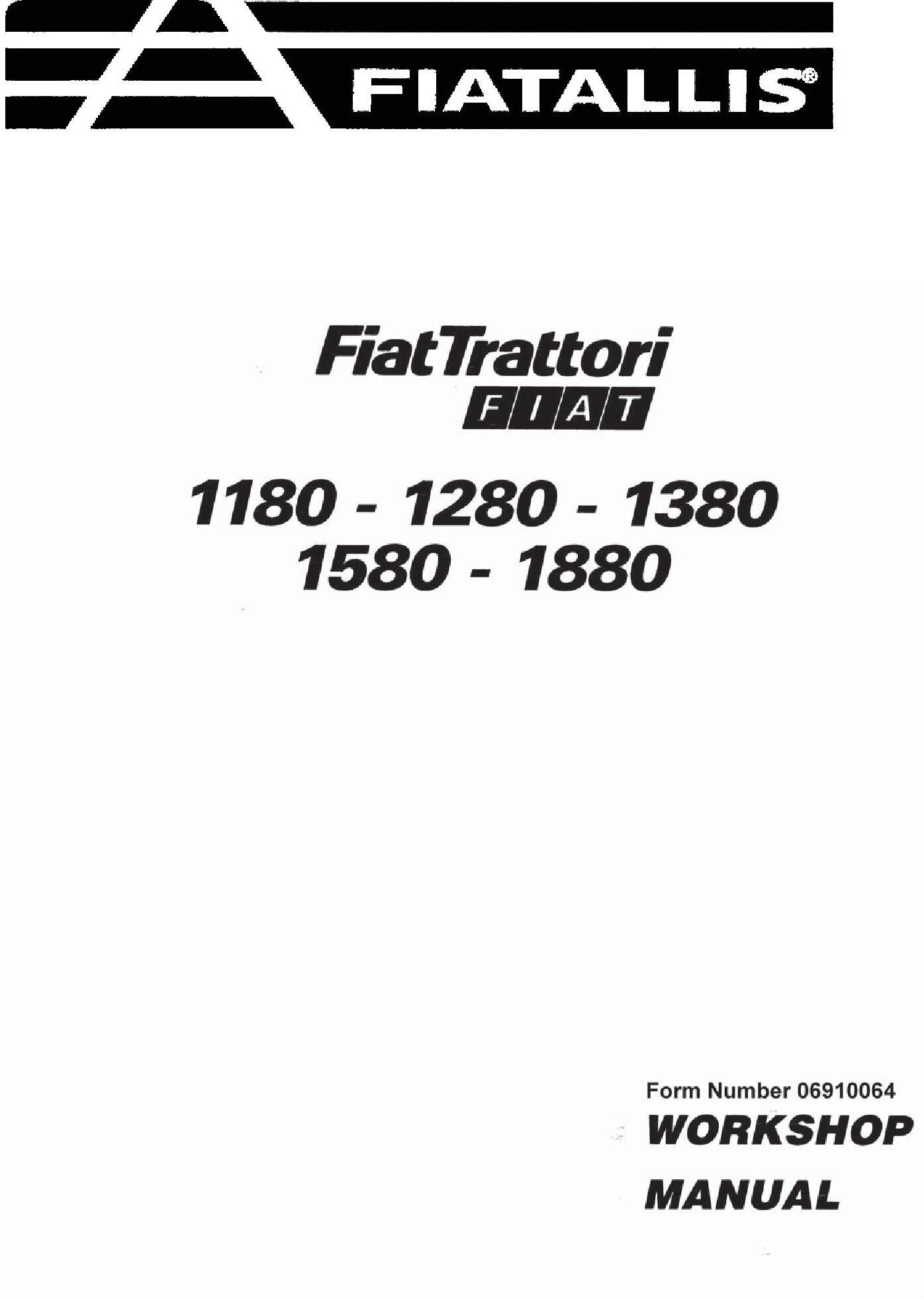 Fiat 1180, 1280, 1380, 1580, 1880 (DT) Tractor Service Manual (6035422000)