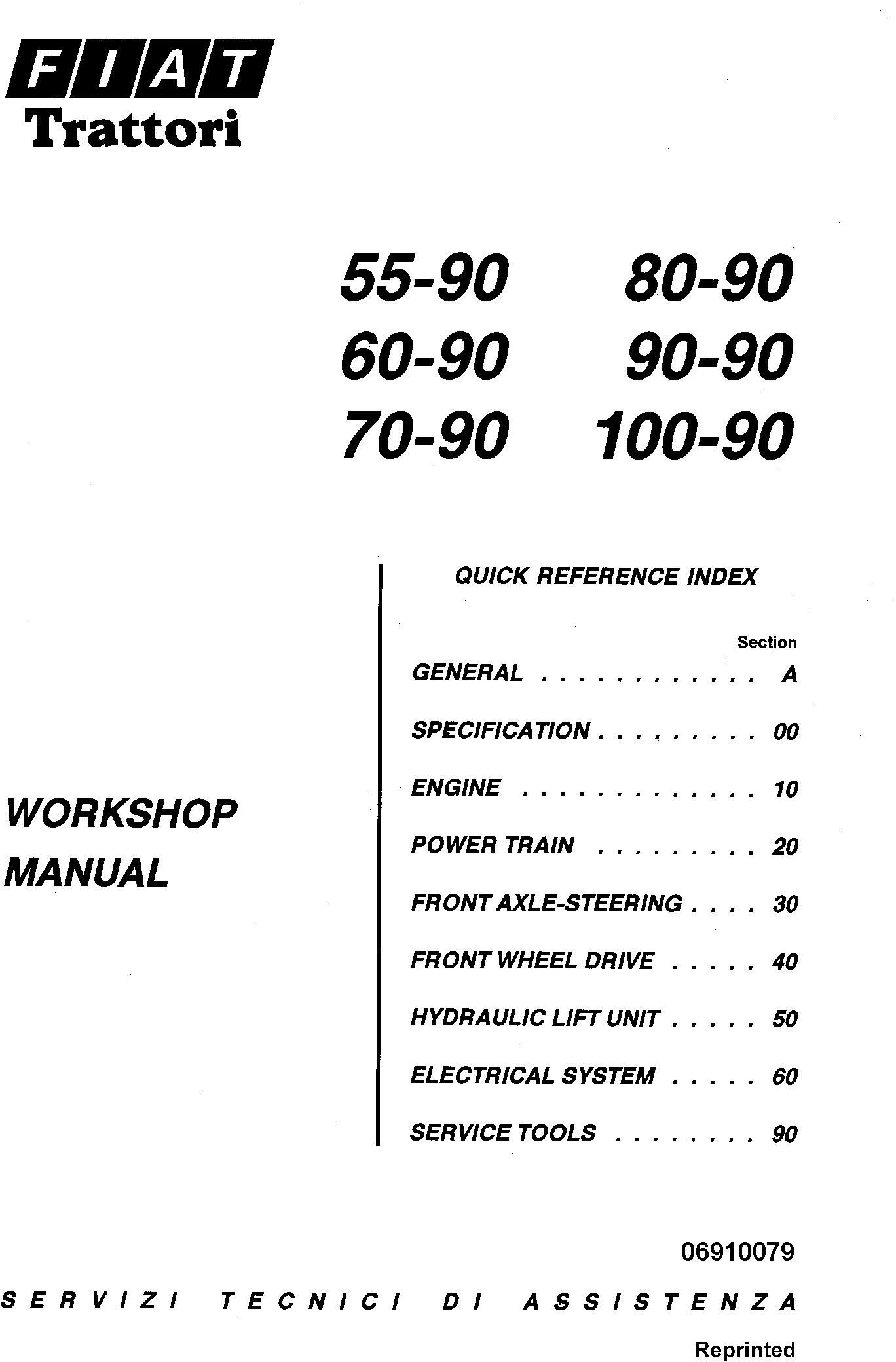 Fiat 55-90, 60-90, 70-90, 80-90, 90-90, 100- 90 Tractor Service Manual (6035424100)