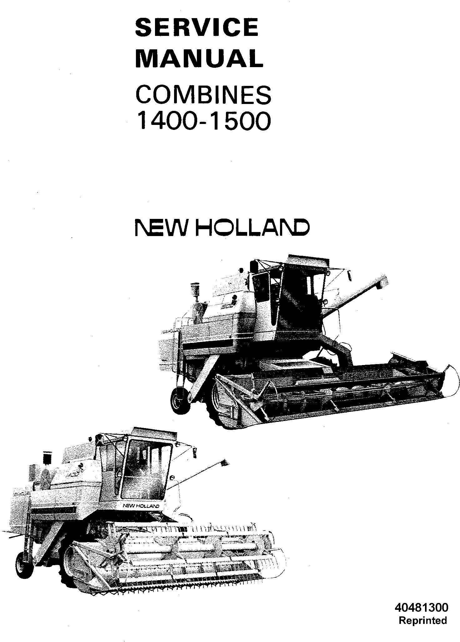 New Holland 1400, 1500 Combine Service Manual - 19364