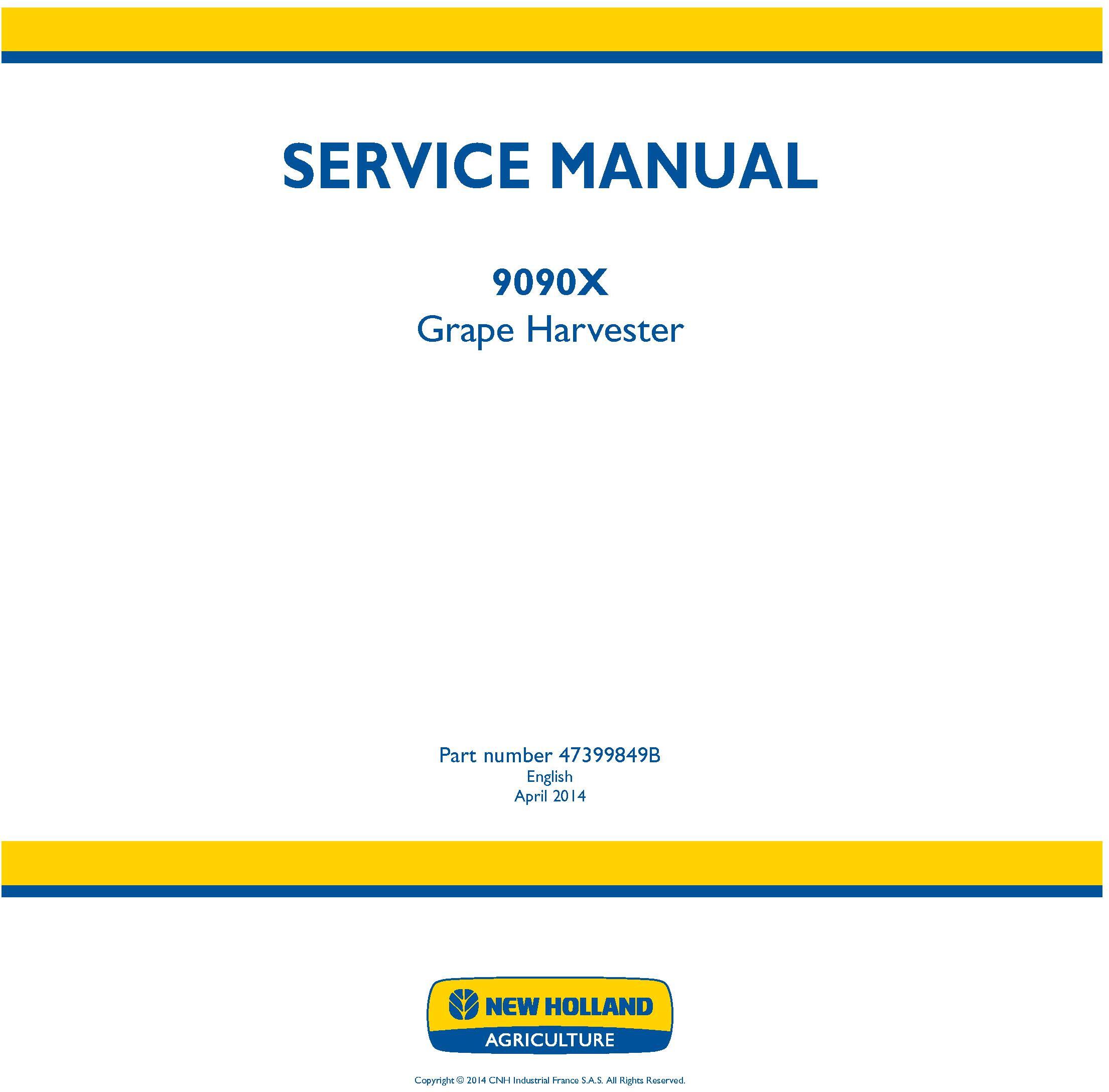 New Holland 9090X Grape Harvester Service Manual - 19366