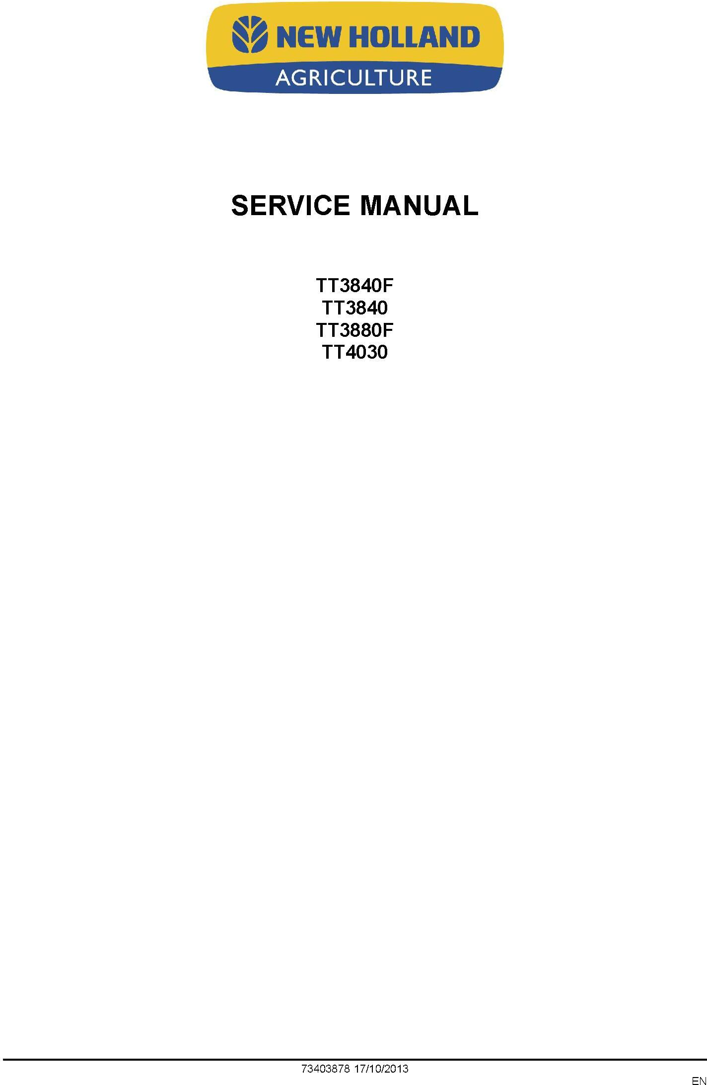 New Holland TT3840, TT3840F, TT3880F, TT4030 Tractors Service Manual - 19998