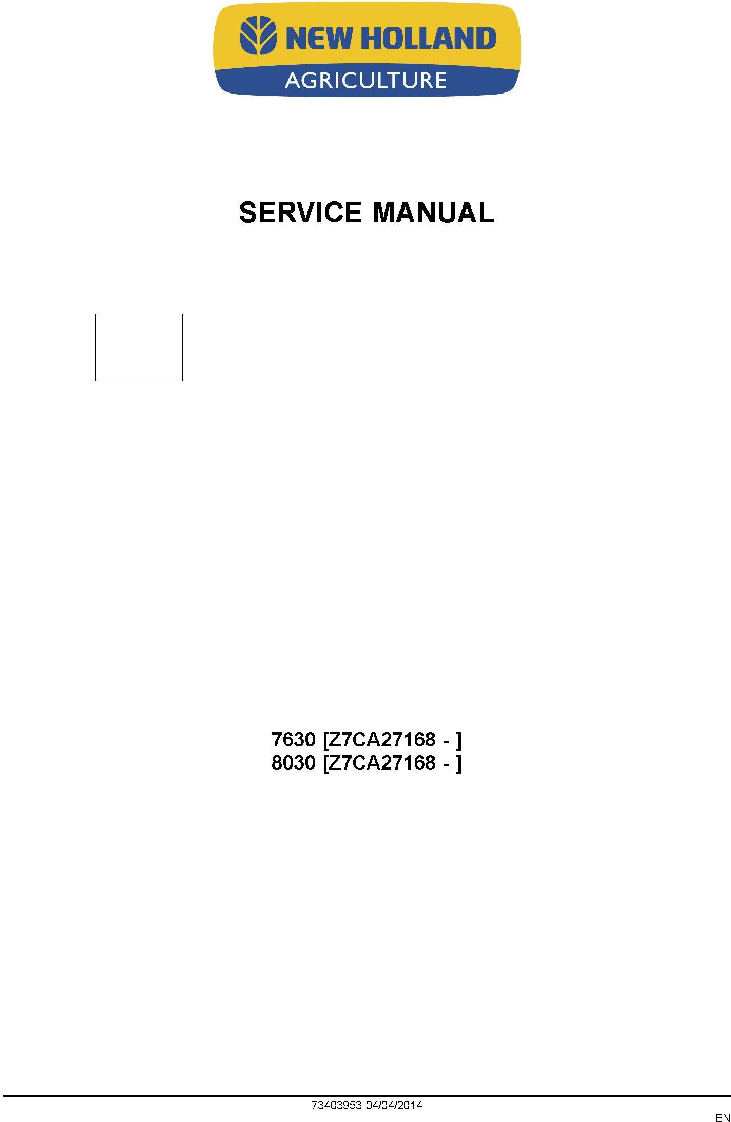 New Holland 7630, 8030 Tractor Service Manual - 19544