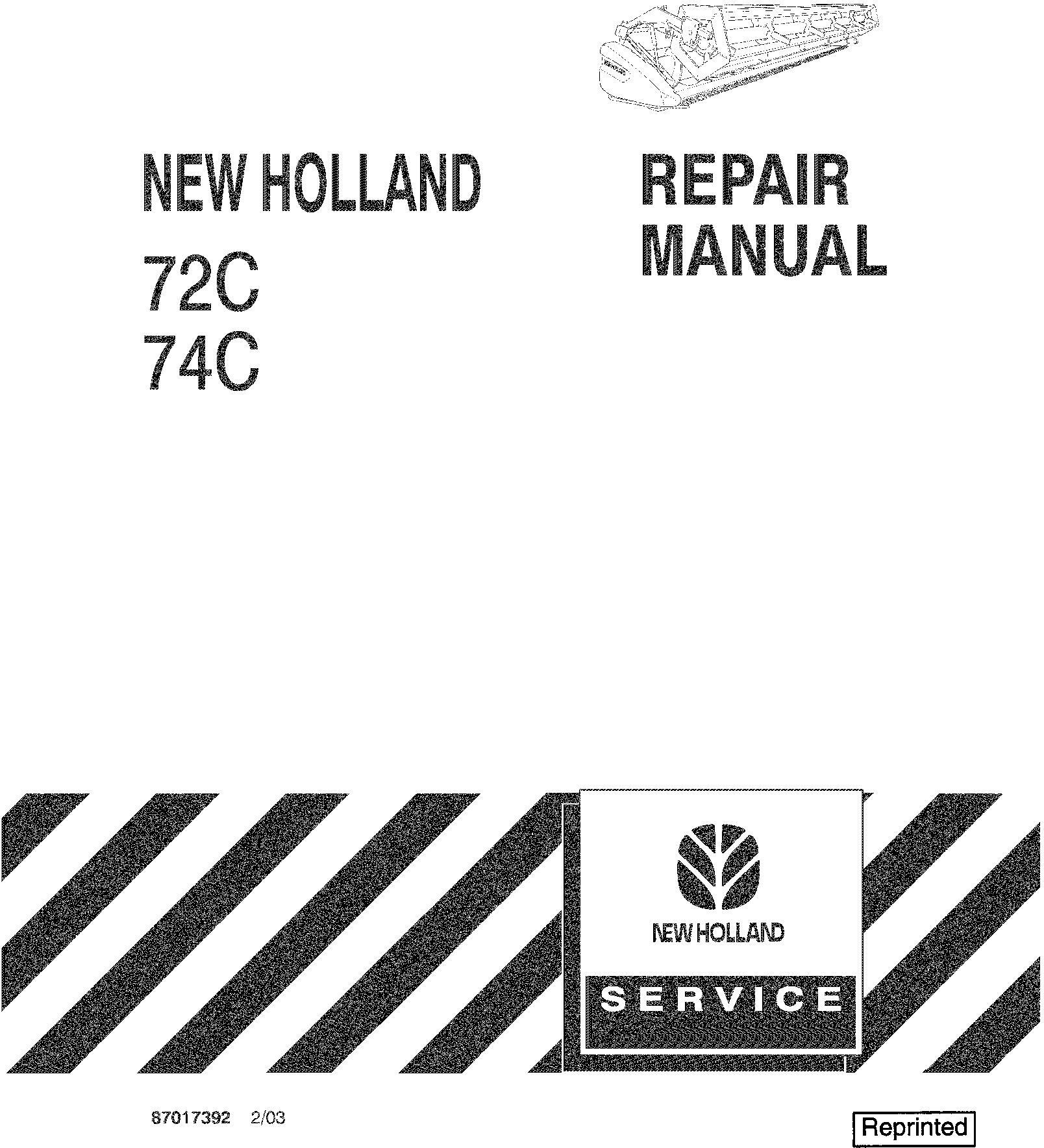 New Holland 72c, 74c Grain Head Service Manual