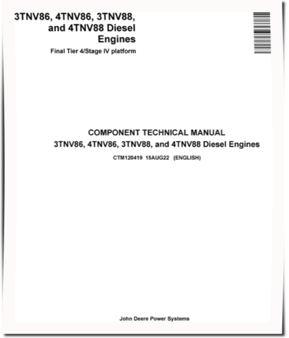 Yanmar 3TNV86, 3TNV88, 4TNV86 and 4TNV88 (FT4/Stage IV) Diesel Engines Technical Manual (CTM120419)