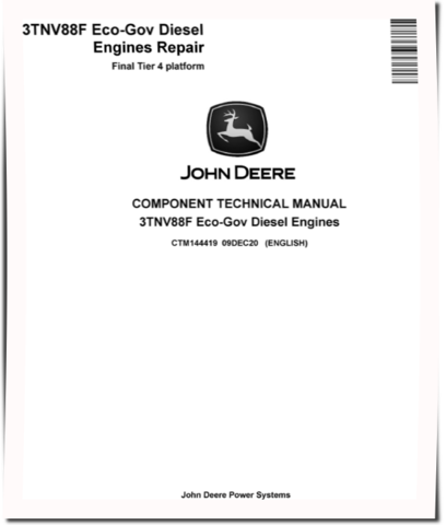 Yanmar 3TNV88F (FT4) Eco-Gov Diesel Engines Technical Manual (CTM144419)