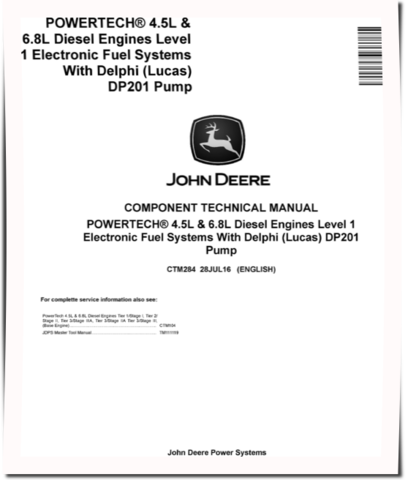 Powertech 6068 Diesel Engines Level 1 Electronic Fuel Systems with Delphi (Lucas) DP201 Pump Technical Manual (CTM284)