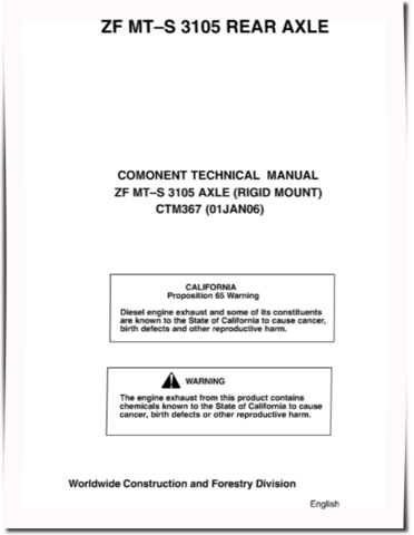 ZF-MULTITRAC MT–S 3105 Rear Axles Component Technical Manual (CTM367)