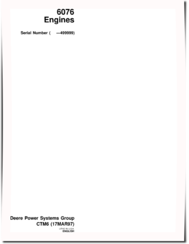 PowerTech 6076 Diesel Engines (SN:-499999) Component Technical Manual (CTM6)