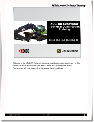 XCG 210LC-8B, 240LC-8B and 330LC-8B Crawler Excavators Training Manual (DGTC344)