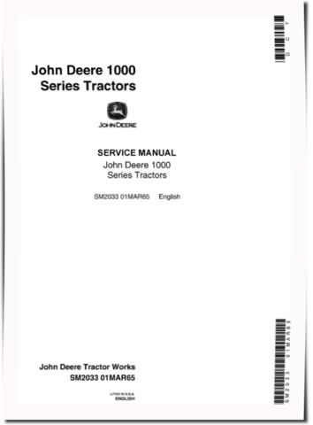 John Deere 1010, 1010O, 1010R, 1010RS, 1010RU, 1010RUS and 1010U Tractors Service Manual (SM2033)