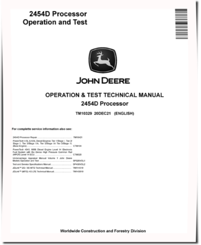 John Deere 2454D Processors Operation and Test Manual (TM10329)