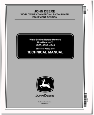 John Deere MowMentum JS25, JS35 and JS45 Walk-Behind Rotary Mowers Technical Manual (TM103619)