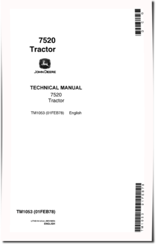 John Deere 7520 4WD Articulated Tractors Technical Manual (TM1053)