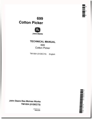 John Deere 699 Cotton Pickers Technical Manual (TM1054)