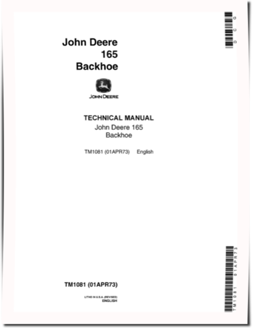 John Deere 165 Backhoe Technical Manual (TM1081)
