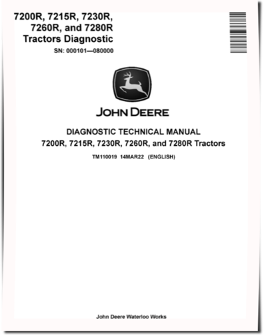 John Deere 7200R, 7215R, 7230R, 7260R and 7280R Tractors (SN: 000101-080000) Diagnostic Manual (TM110019)