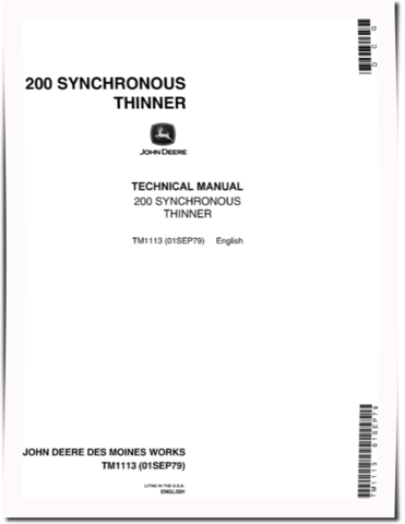 John Deere 200 Synchronous Thinners Technical Manual (TM1113)