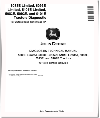 John Deere 5083E, 5083E Limited, 5093E, 5093E Limited, 5101E and 5101E Limited T2/S3 and T3/S3A Tractors Diagnostic Manual (TM112419)
