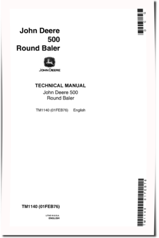 John Deere 500 Round Balers Technical Manual (TM1140)