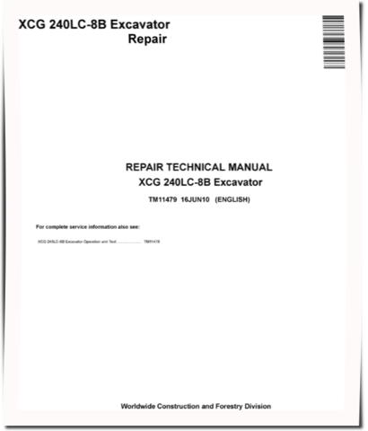 XCG 240LC-8B Crawler Excavators Repair Manual (TM11479)