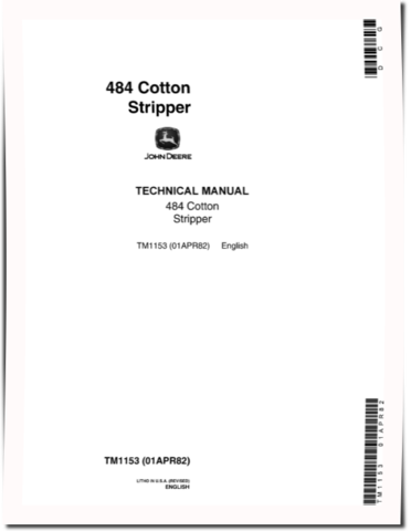 John Deere 484 Cotton Strippers Technical Manual (TM1153)