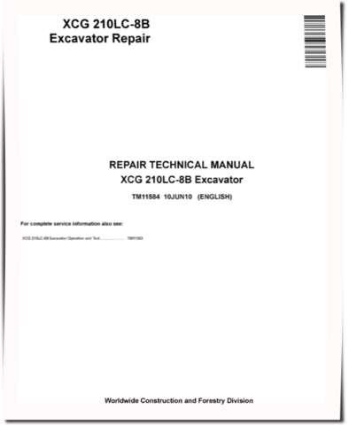 XCG 210LC-8B Crawler Excavators Repair Manual (TM11584)
