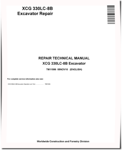 XCG 330LC-8B Crawler Excavators Repair Manual (TM11586)
