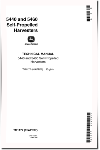 John Deere 5440 and 5460 (SN: 425001-) Forage Harvesters Technical Manual (TM1177)