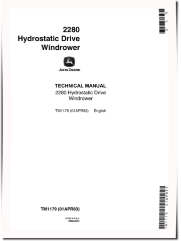 John Deere 2280 Windrowers Technical Manual (TM1179)
