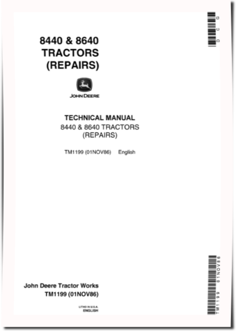 John Deere 8440 and 8640 4WD Articulated Tractors Technical Manual (TM1199)