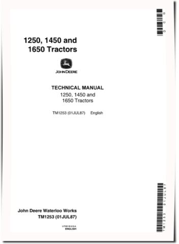 John Deere 1250, 1450 and 1650 Tractors Technical Manual (TM1253)