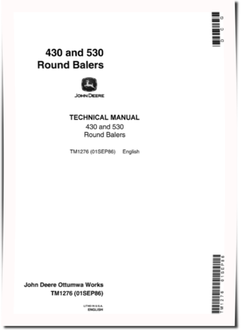 John Deere 430 and 530 Round Balers Technical Manual (TM1276)