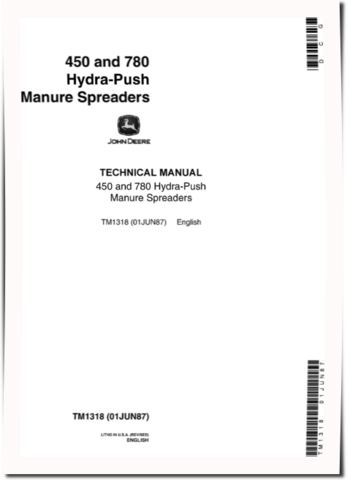 John Deere Hydra-Push 450, 455 and 780 Manure Spreaders Technical Manual (TM1318)