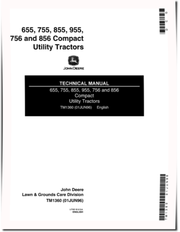 John Deere 655, 755, 756, 855, 856 and 955 Compact Utility Tractors set of Service Manuals (TM1360)