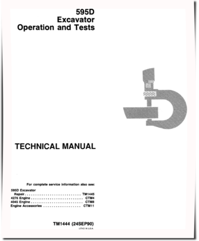 John Deere 595D Wheeled Excavators Operation and Test Manual (TM1444)