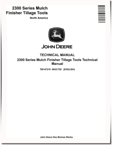 John Deere 2310 and 2330 Mulch Finishers Tillage Tools (North American Edition) Technical Manual (TM147219)