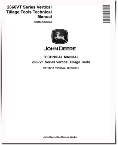 John Deere 2660VT Series Vertical Tillage Tools (North America) Technical Manual (TM154219)