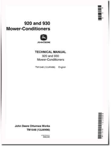 John Deere 920 and 930 Mower-Conditioners Technical Manual (TM1548)