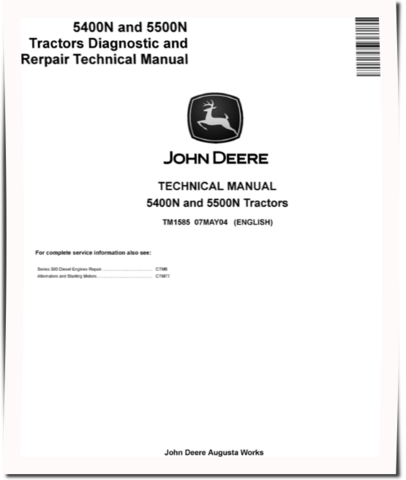 John Deere 5400N and 5500N Tractors Technical Manual (TM1585)