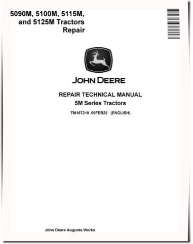 John Deere 5090M, 5100M, 5115M and 5125M Tractors Repair Manual (TM167219)