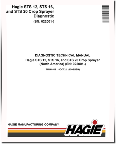 Hagie STS 12, STS 16 and STS 20 (SN. from 22001) Crop Sprayers (North America) Diagnostic Manual (TM168819)