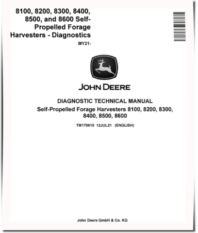 John Deere 8100, 8200, 8300, 8400, 8500 and 8600 Self-Propelled Forage Harvesters (from MY21) Diagnostic Manual (TM170619)