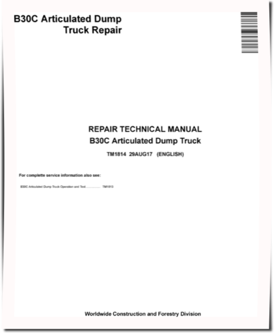 BELL B30C Articulated Dump Trucks Repair Manual (TM1814)