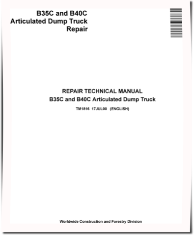 BELL B35C and B40C Articulated Dump Trucks Repair Manual (TM1816)