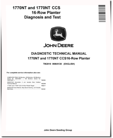 John Deere 1770NT 16-Row and 1770NT CCS 16-Row Planters (SN. up to 740100) Diagnostic Manual (TM2018)